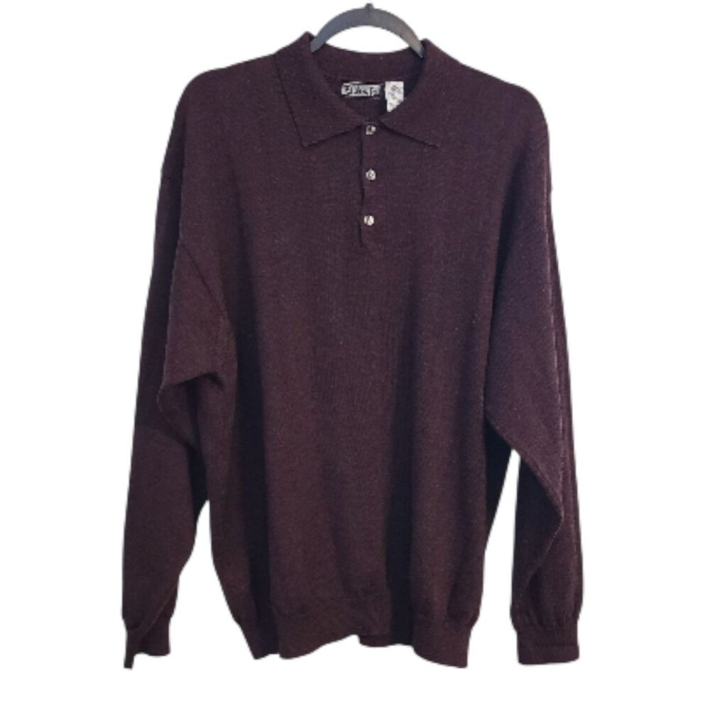 D'Avila Mens XXL Merino Wool Sweater Polo Italy Woolmark Long Sleeve Preppy Dad